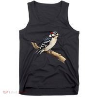 Downy Woodpecker Bird Lover Illustration Tank Top thumb 0