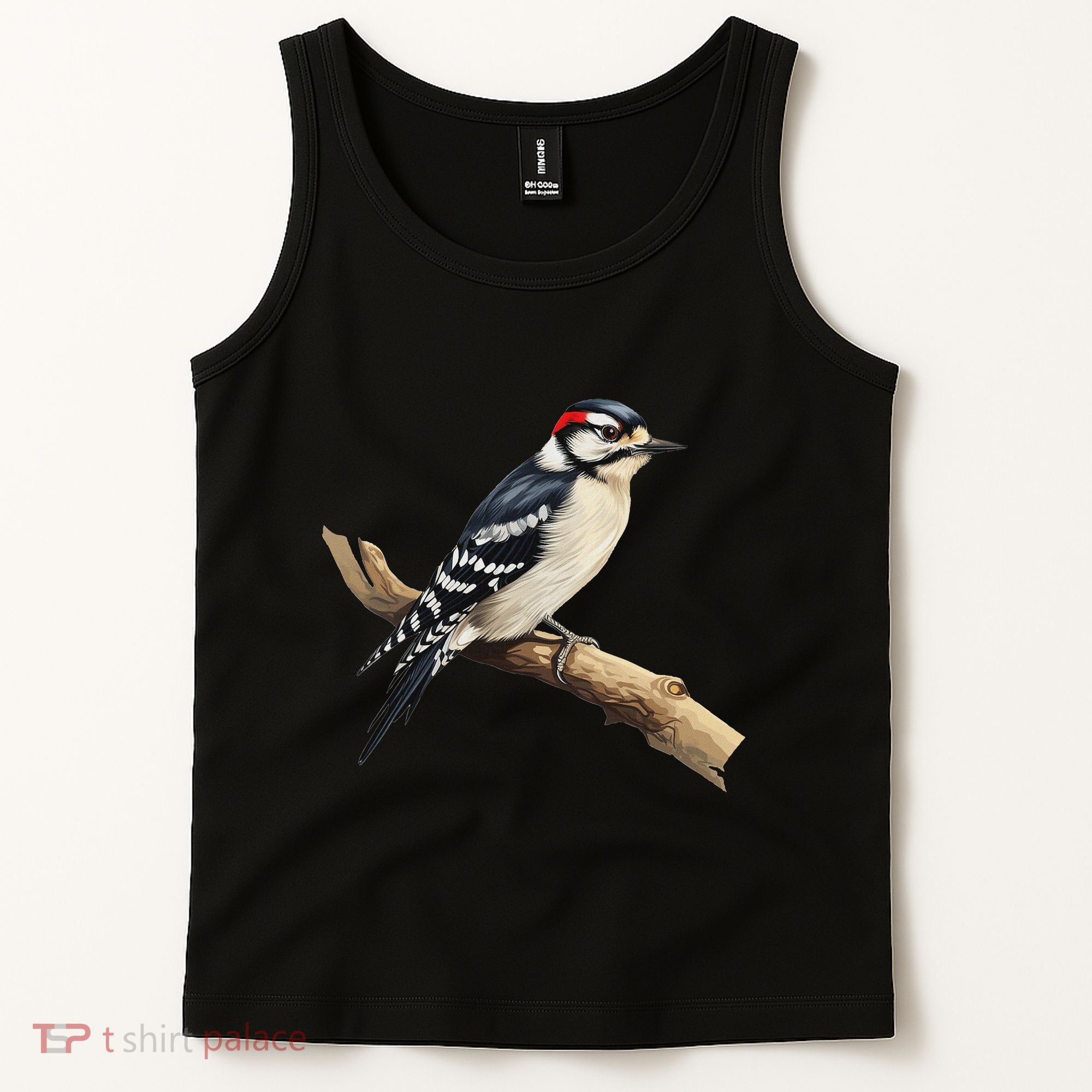 Downy Woodpecker Bird Lover Illustration Tank Top