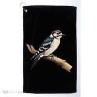 Downy Woodpecker Bird Lover Illustration Golf Towel thumb 0