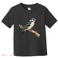 Downy Woodpecker Bird Lover Illustration Toddler T-Shirt thumb 0