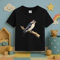 Downy Woodpecker Bird Lover Illustration Toddler T-Shirt thumb 3