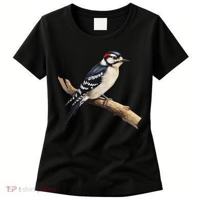 Downy Woodpecker Bird Lover Illustration Women's T-Shirt
