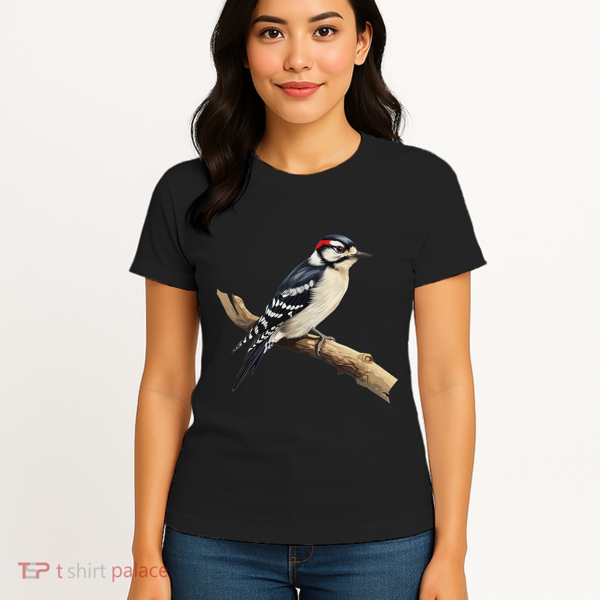 Downy Woodpecker Bird Lover Illustration Women's T-Shirt