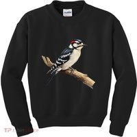Downy Woodpecker Bird Lover Illustration Kids Sweatshirt thumb 0