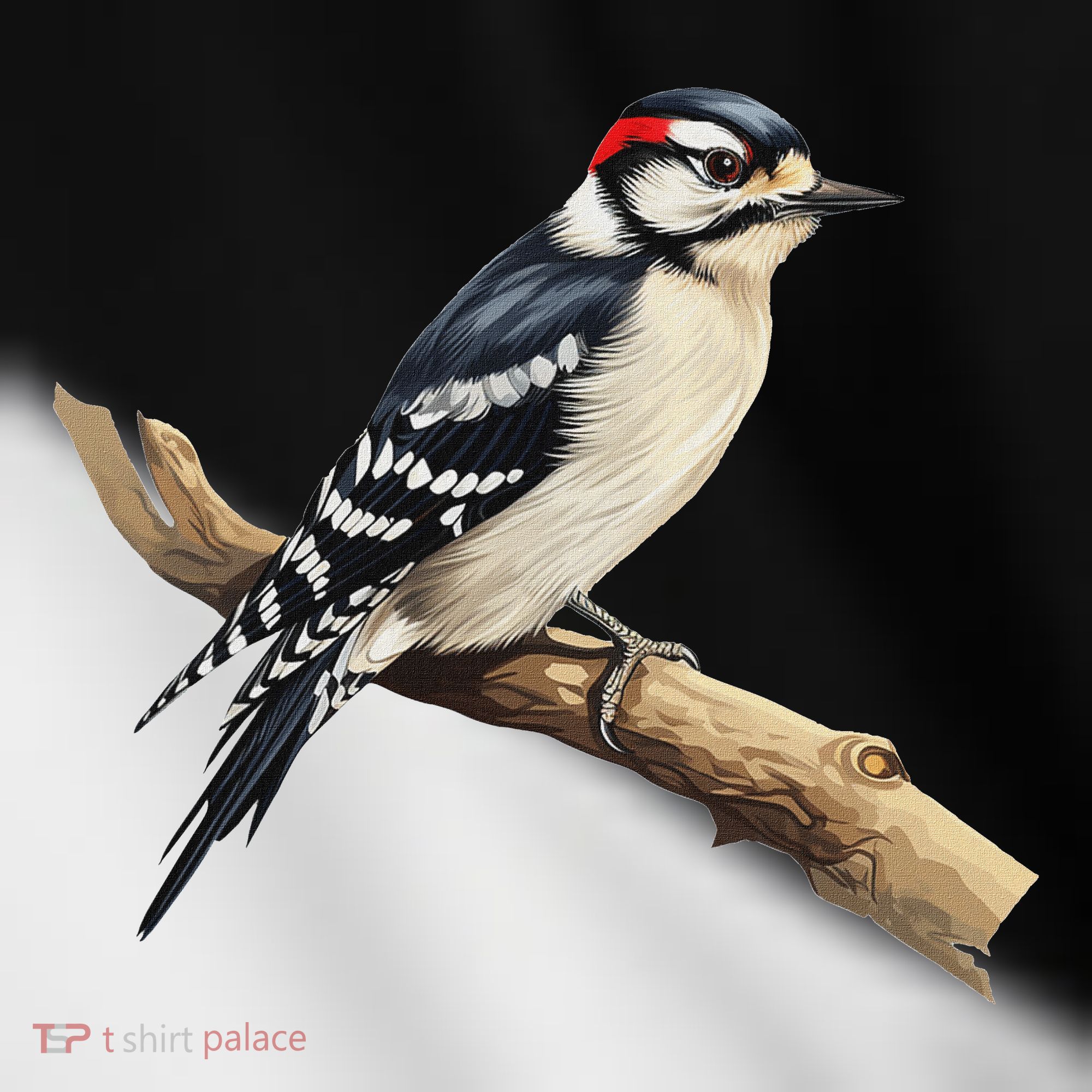 Downy Woodpecker Bird Lover Illustration Toddler Fine Jersey T-Shirt