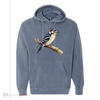 Downy Woodpecker Bird Lover Illustration Comfort Colors Garment-Dyed Hooded Sweatshirt thumb 0