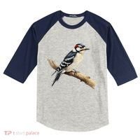 Downy Woodpecker Bird Lover Illustration Kids Colorblock Raglan Jersey thumb 0