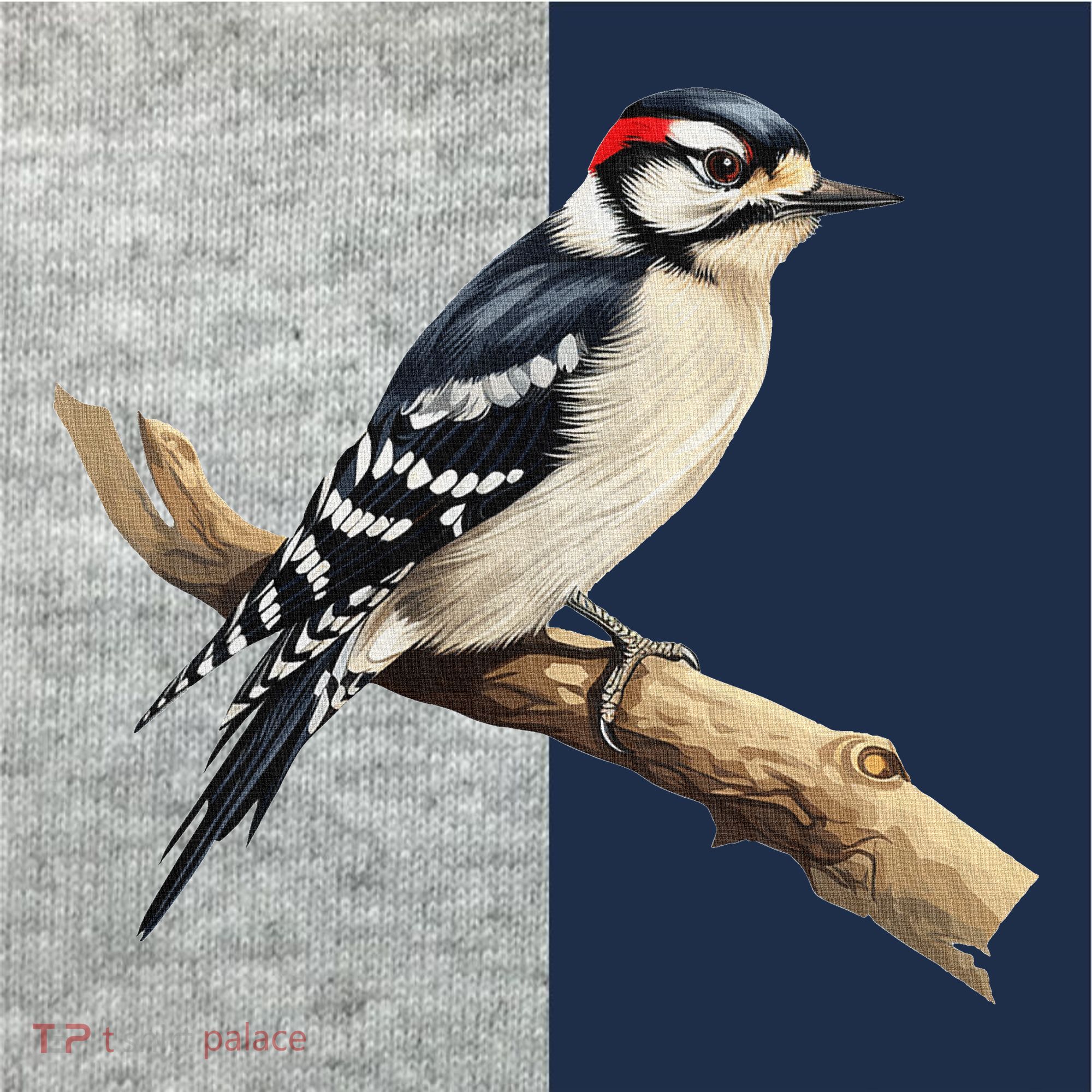 Downy Woodpecker Bird Lover Illustration Kids Colorblock Raglan Jersey