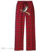 Downy Woodpecker Bird Lover Illustration Women's Flannel Plaid Pajama Pants thumb 0