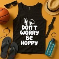 Don't Worry Be Hoppy Easter Bunny Holiday Tank Top thumb 4