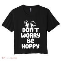 Don't Worry Be Hoppy Easter Bunny Holiday Women's Crop Top Tee thumb 0