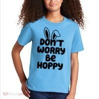 Don't Worry Be Hoppy Easter Bunny Holiday Kids T-Shirt thumb 2