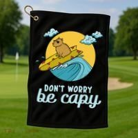 Don't Worry Be Capy Rodent South American Capybara Golf Towel thumb 1