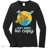 Don't Worry Be Capy Rodent South American Capybara Women's Long Sleeve Shirt thumb 0