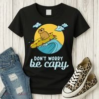 Don't Worry Be Capy Rodent South American Capybara Women's T-Shirt thumb 3
