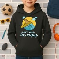Don't Worry Be Capy Rodent South American Capybara Kids Hoodie thumb 2