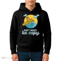 Don't Worry Be Capy Rodent South American Capybara Kids Hoodie thumb 4