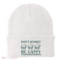 DonT Worry Be Cappy Funny Capybara Beanie thumb 0