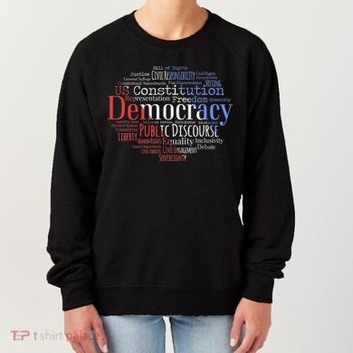 Democracy Word Cloud Art Election Red White And Blue Women's Sweatshirt