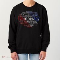 Democracy Word Cloud Art Election Red White And Blue Women's Sweatshirt thumb 0
