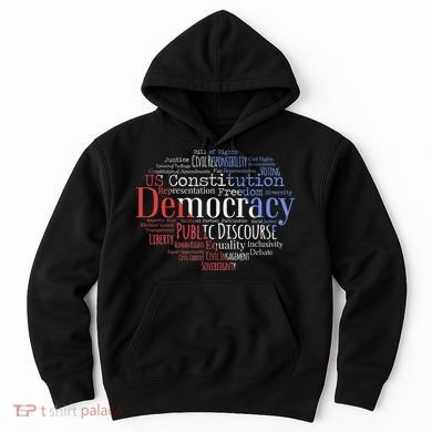 Democracy Word Cloud Art Election Red White And Blue Hoodie