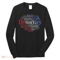 Democracy Word Cloud Art Election Red White And Blue Long Sleeve Shirt thumb 0