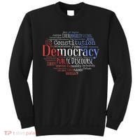 Democracy Word Cloud Art Election Red White And Blue Sweatshirt thumb 0