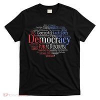 Democracy Word Cloud Art Election Red White And Blue T-Shirt thumb 0