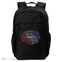 Democracy Word Cloud Art Election Red White And Blue Backpack thumb 0