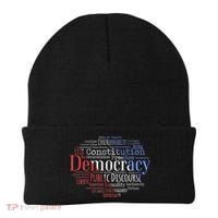 Democracy Word Cloud Art Election Red White And Blue Beanie thumb 0