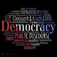 Democracy Word Cloud Art Election Red White And Blue Women's Hoodie thumb 2