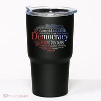 Democracy Word Cloud Art Election Red White And Blue Tumbler thumb 0