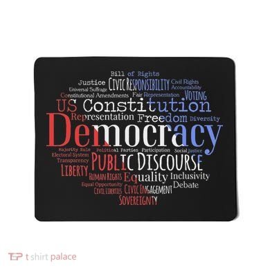 Democracy Word Cloud Art Election Red White And Blue Mousepad