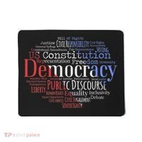 Democracy Word Cloud Art Election Red White And Blue Mousepad thumb 0