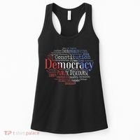 Democracy Word Cloud Art Election Red White And Blue Women's Tank Top thumb 0
