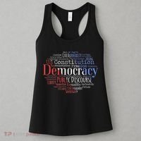 Democracy Word Cloud Art Election Red White And Blue Women's Tank Top thumb 3