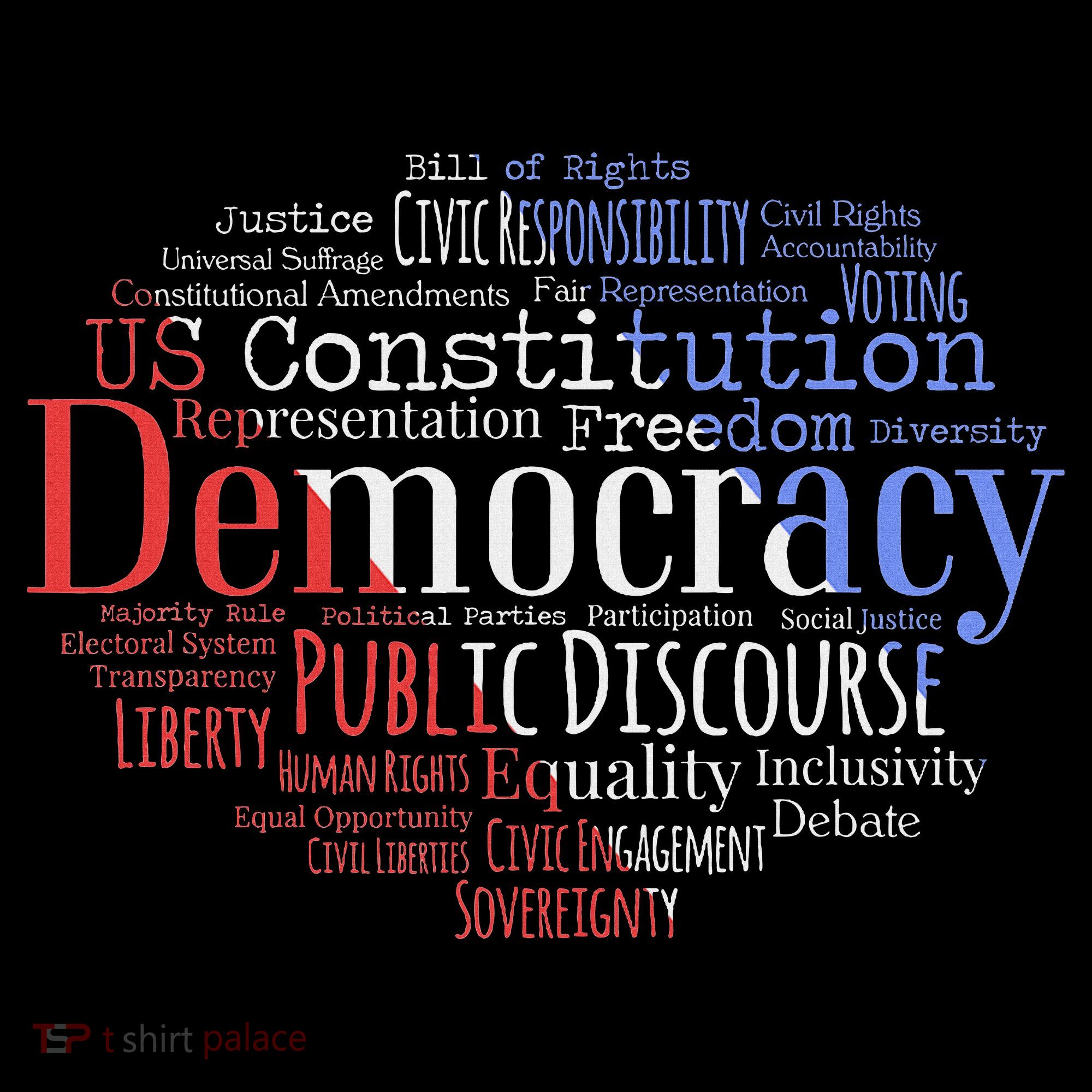 Democracy Word Cloud Art Election Red White And Blue Women's Tank Top