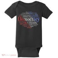 Democracy Word Cloud Art Election Red White And Blue Baby Bodysuit thumb 0