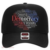 Democracy Word Cloud Art Election Red White And Blue Hat thumb 0