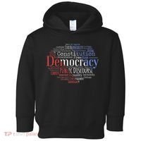 Democracy Word Cloud Art Election Red White And Blue Toddler Hoodie thumb 0