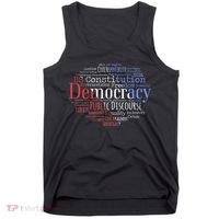 Democracy Word Cloud Art Election Red White And Blue Tank Top thumb 0