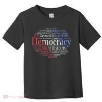 Democracy Word Cloud Art Election Red White And Blue Toddler T-Shirt thumb 0