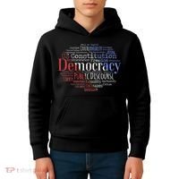 Democracy Word Cloud Art Election Red White And Blue Kids Hoodie thumb 4