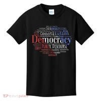Democracy Word Cloud Art Election Red White And Blue Kids T-Shirt thumb 0