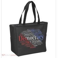 Democracy Word Cloud Art Election Red White And Blue Tote Bag thumb 2