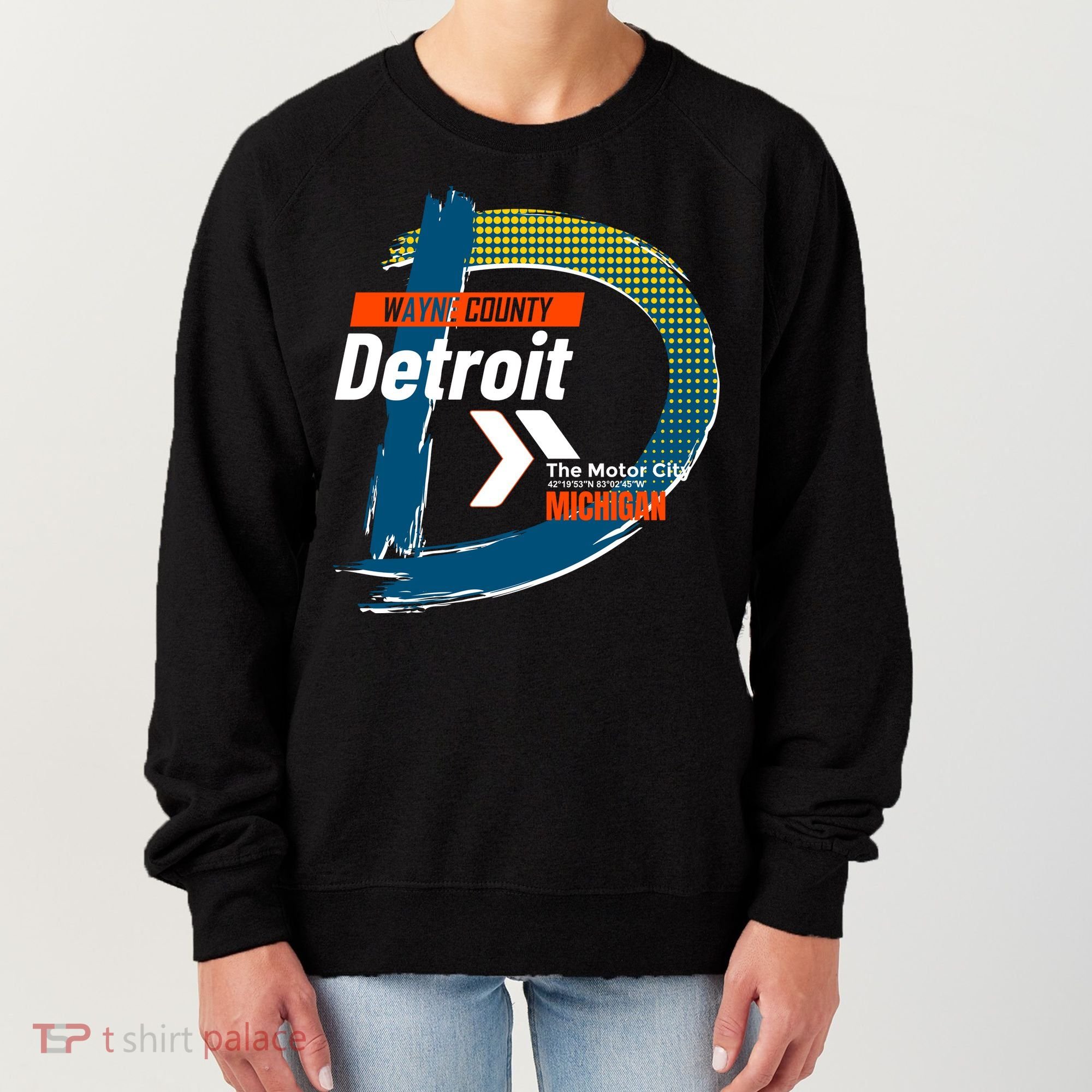 Detroit Wayne County Michigan Modern Logo Women's Sweatshirt
