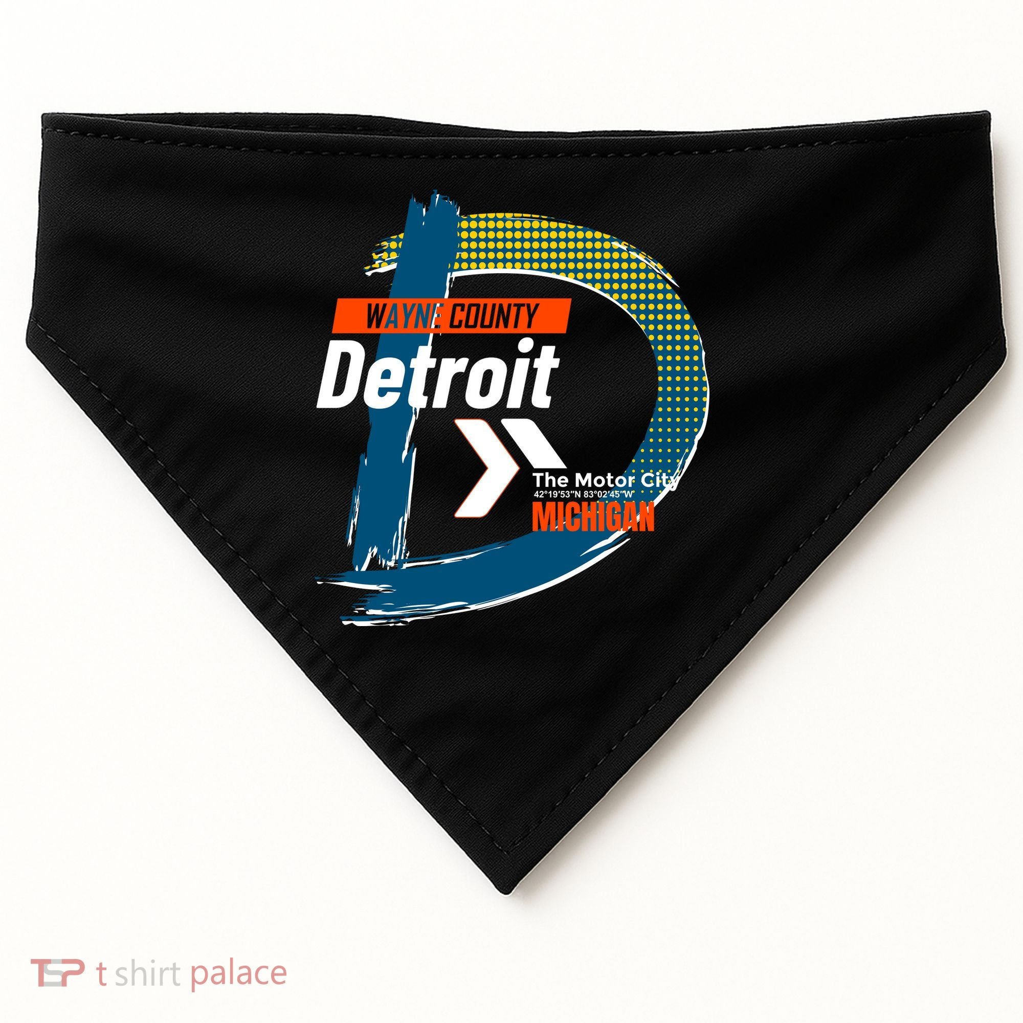 Detroit Wayne County Michigan Modern Logo USA-Made Doggie Bandana