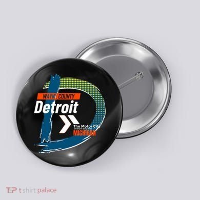 Detroit Wayne County Michigan Modern Logo Button