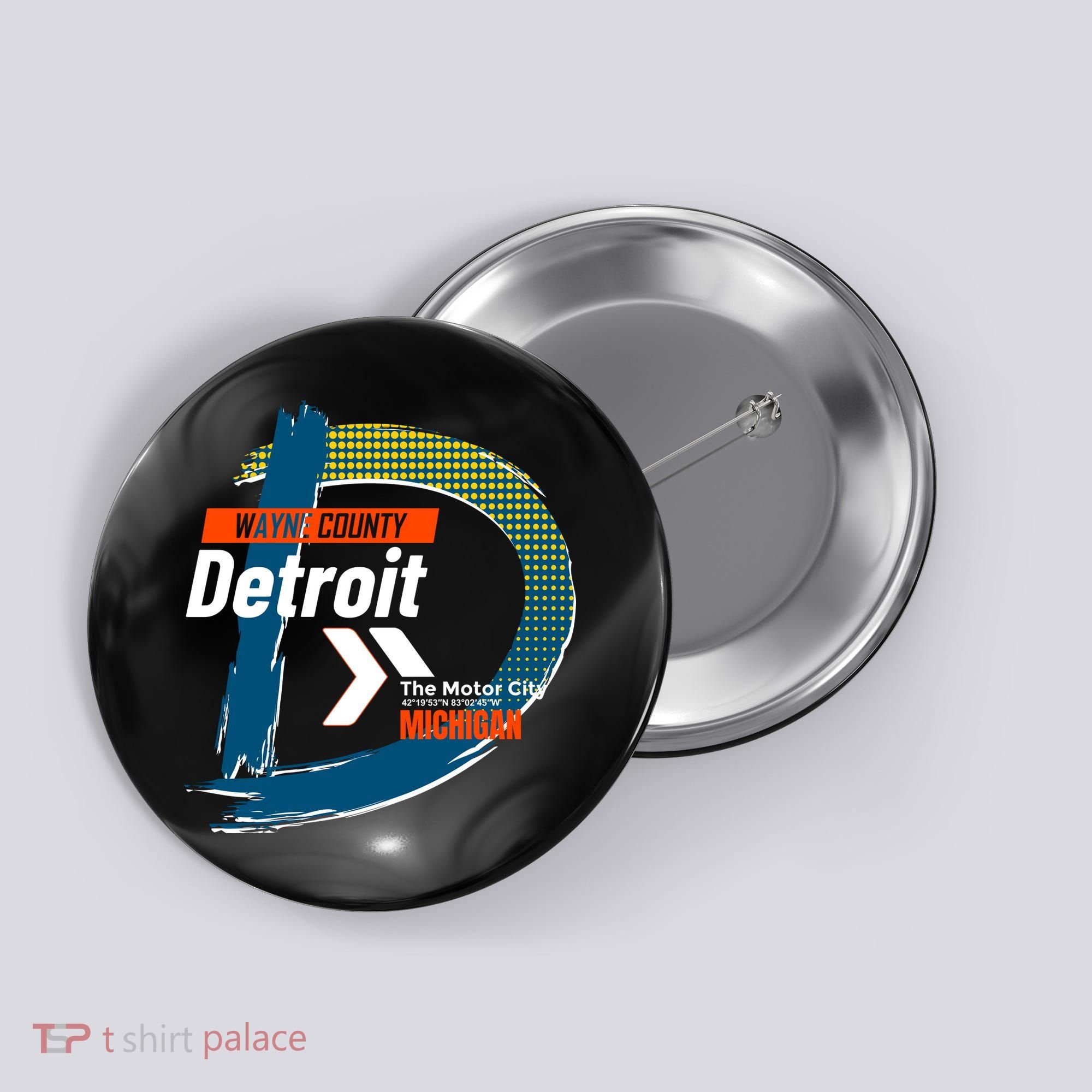Detroit Wayne County Michigan Modern Logo Button