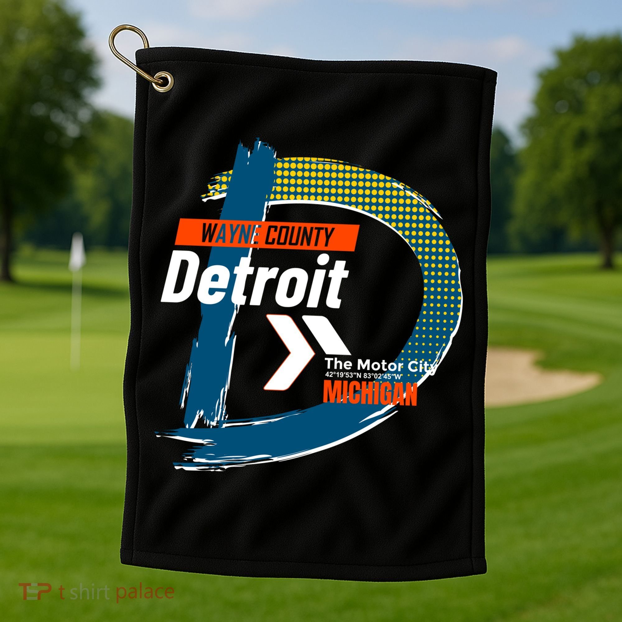 Detroit Wayne County Michigan Modern Logo Golf Towel
